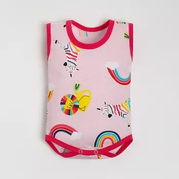 Боди-майка для девочки, цвет розовый/зебра, рост 80 см