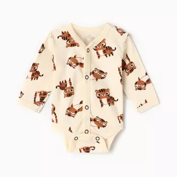 Боди на кнопках Крошка Я "Тигруля", рост 56-62 см, бежевый