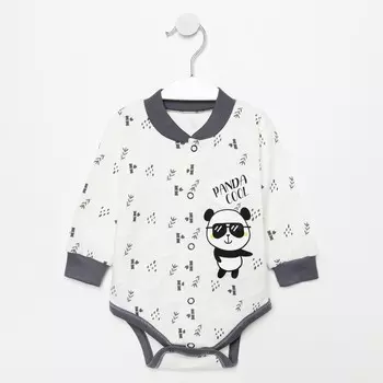 Боди «Панды» детское, цвет белый/серый, рост 80 см