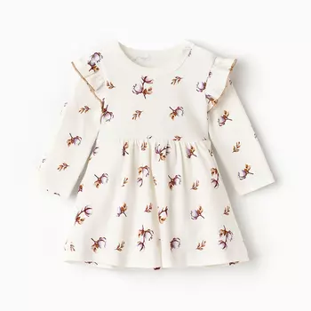 Боди-платье детское с длинным рукавом, цвет белый, рост 62