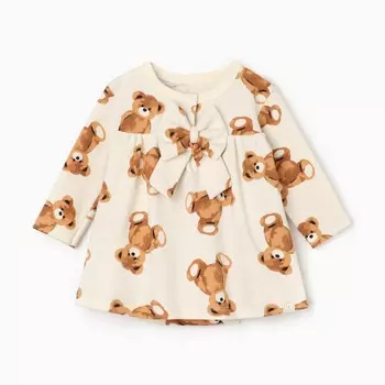 Боди-платье Крошка Я "Медвежата", рост 68-74, бежевый