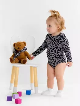 Боди с длинным рукавом Крошка Я Trendy grey, рост 80-86 см