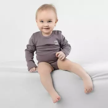 Боди с длинным рукавом «Basic», рост 56 см, цвет коричневый