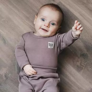 Боди с длинным рукавом «Basic», рост 68 см, цвет коричневый