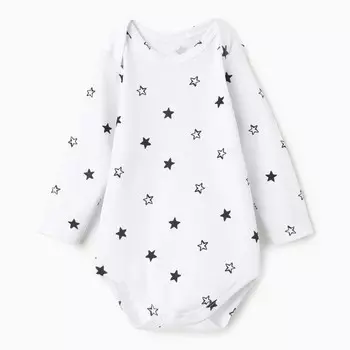 Боди с длинным рукавом, цвет белый, рост 56 (0-1 мес)