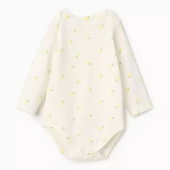 Боди с длинным рукавом, цвет молочный, рост 62 (1-3 мес)