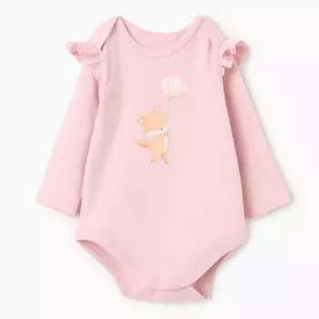 Боди с длинным рукавом, цвет розовый, рост 62 (1-3 мес)