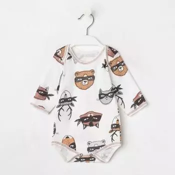 Боди с длинным рукавом детское, цвет белый/бандиты, рост 80