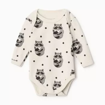 Боди с длинным рукавом «Енот» Крошка Я, цвет белый, рост 80-86 см
