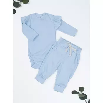 Боди с длинным рукавом и ползунки детские Fashion, рост 56 см, цвет голубой