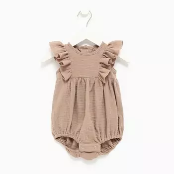 Боди с рюшей Крошка Я "Муслин", рост 68-74 см, цвет бежевый