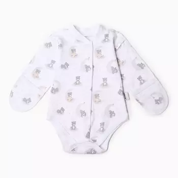 Боди с закрытыми ручками, цвет белый, рост 62 см