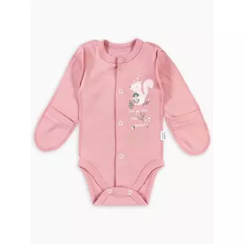 Боди швами наружу с закрытыми ручками Wooly Woo, рост 56 см, цвет пудровый