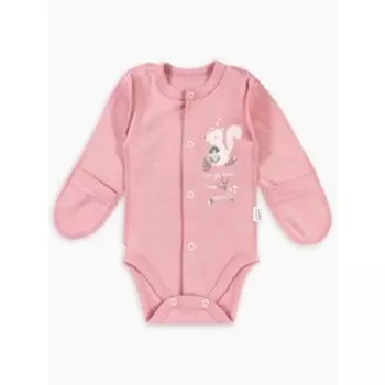 Боди швами наружу с закрытыми ручками Wooly Woo, рост 62 см, цвет пудровый