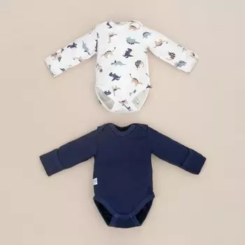 Боди-слайдер детское KinDerLitto «Малыш Хрустик», с длинным рукавом, рост 56-62 см, 2 шт