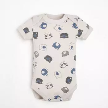 Боди в набивку Крошка Я "Мишка", рост 62-68 см, серый