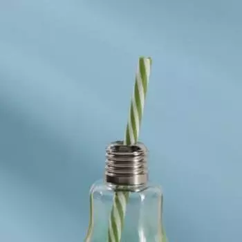 Бокал стеклянный для коктейля Доляна «Лампочка», 250 мл, с трубочкой, откручивающаяся крышка, МИКС