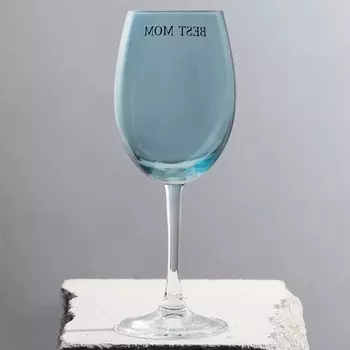 Бокал для вина с надписью Best mom, 360 мл, голубой