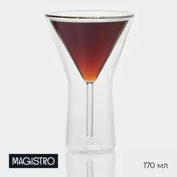 Бокал для мартини с двойными стенками Magistro «Айс», 170 мл, 10.315.7 см, стекло, прозрачный