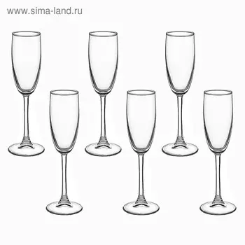 Бокалы для шампанского Paabahe «ЭНОТЕКА», 175 мл, набор 6 шт., стекло, прозрачные