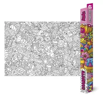 Большая раскраска «Сладости», дудл