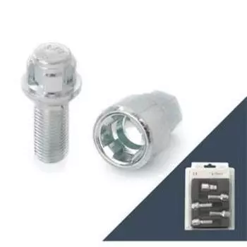 Болт секретный M12x1,5, 48/23, конус, цинк, 4 шт +ключ