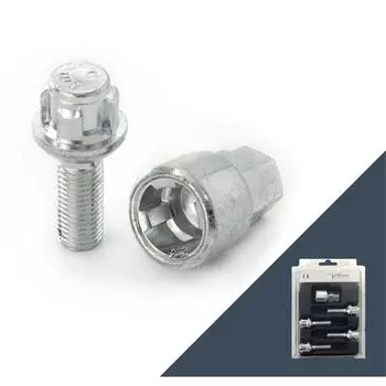 Болт секретный M14x1,5, 48/28, сфера R13, цинк, 4 шт +ключ