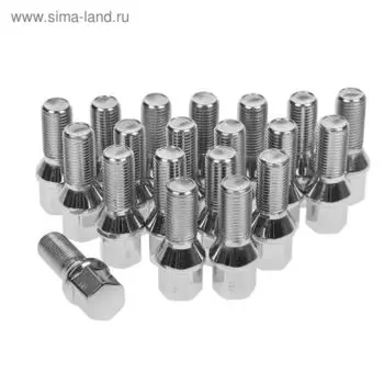Болт 14x1.5 мм, длина 55/28 мм, под ключ 17 мм, конус, хром