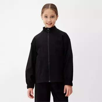 Ветровка (бомбер) для девочки MINAKU: Casual Collection KIDS, чёрная, рост 134 см