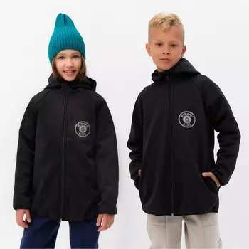 Ветровка детская с капюшоном MINAKU, чёрная, рост 128 см