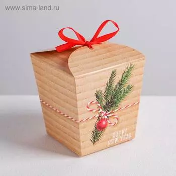 Бонбоньерка новогодняя Happy new year, 7.5 х 8 х 7.5 см