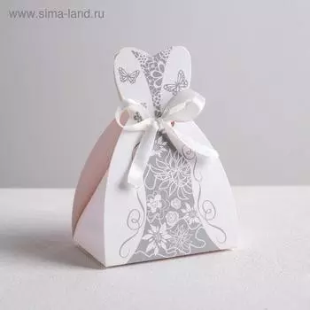 Коробка бонбоньерка, упаковка подарочная, свадебная, упаковка подарочная, «Платье невесты», 6.6 х 9.6 см