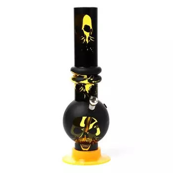 Бонг курительный, большой, h=32 см, «Золотые черепа», акриловый, желтый