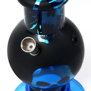 Бонг курительный, большой, h=32 см, «Золотые черепа», акриловый, синий