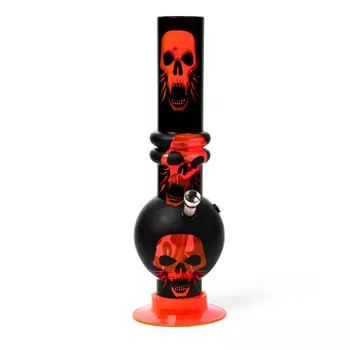 Бонг курительный, большой, h=32 см, «Золотые черепа», акриловый, оранжевый