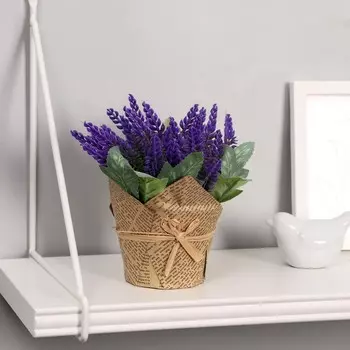 Искусственный цветок в горшке «Лаванда нежная», 1015 см, МИКС