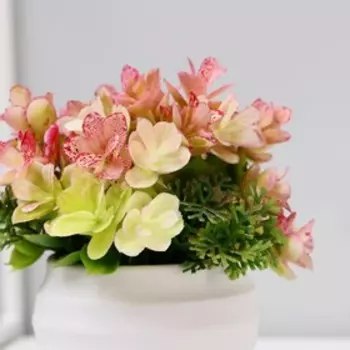 Искусственный цветок в горшке «Суккуленты пышные», 68 см, МИКС