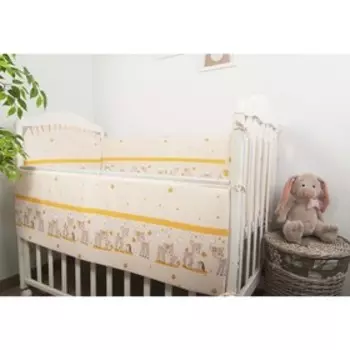 Борт в кроватку «Оленята», размер 360 × 38 см, цвет бежевый