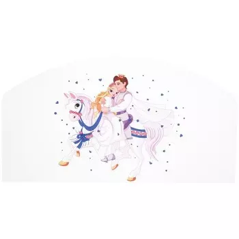 Бортик для кровати «Сердце №2», с фотопечатью, 790440 мм, цвет белый/синий