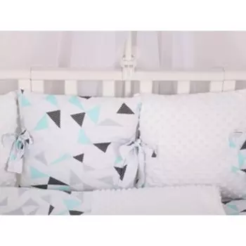 Бортики в кроватку Exclusive soft collection, 12 предметов, принт треугольники