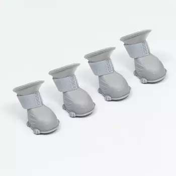 Ботинки для собак, резиновые, набор 4 шт., размер L, серые
