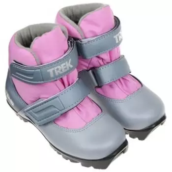 Ботинки лыжные TREK Kids, NNN, искусственная кожа, цвет металлик/розовый, лого серебристый, размер 28