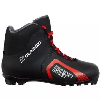 Ботинки лыжные Winter Star classic, NNN, искусственная кожа, цвет чёрный/красный, лого белый, размер 36