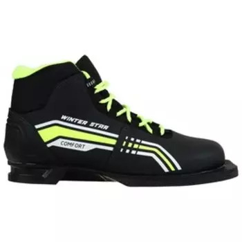 Ботинки лыжные Winter Star comfort, NN75, искусственная кожа, цвет чёрный/лайм-неон, лого белый, размер 45