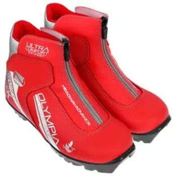 Ботинки лыжные женские TREK Olympia 1, NNN, искусственная кожа, цвет красный/серебристый, лого серебристый, размер 35