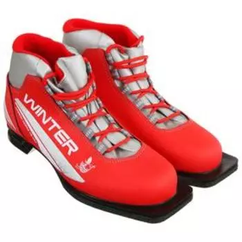 Ботинки лыжные женские TREK Winter 1, NN75, искусственная кожа, цвет красный/серебристый, лого серебристый, размер 33