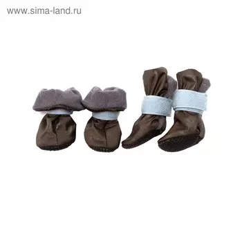 Ботиночки на флисе для собак, подошва ЭВА, размер XS (ботинок 3,5х3х9 см), набор 4 шт, микс 483534