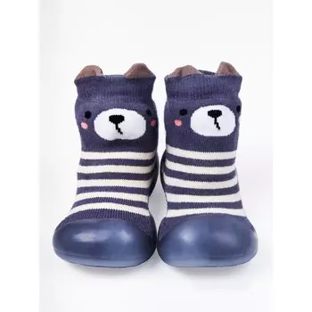 Ботиночки-носочки детские First step bear, размер 22, цвет мокрый асфальт