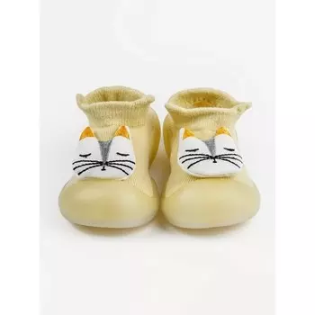 Ботиночки-носочки детские First Step Cat с дышащей подошвой, размер 24, цвет жёлтый