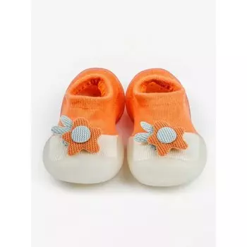 Ботиночки-носочки детские First Step Pure Toys с дышащей подошвой, размер 23, цвет оранжевый